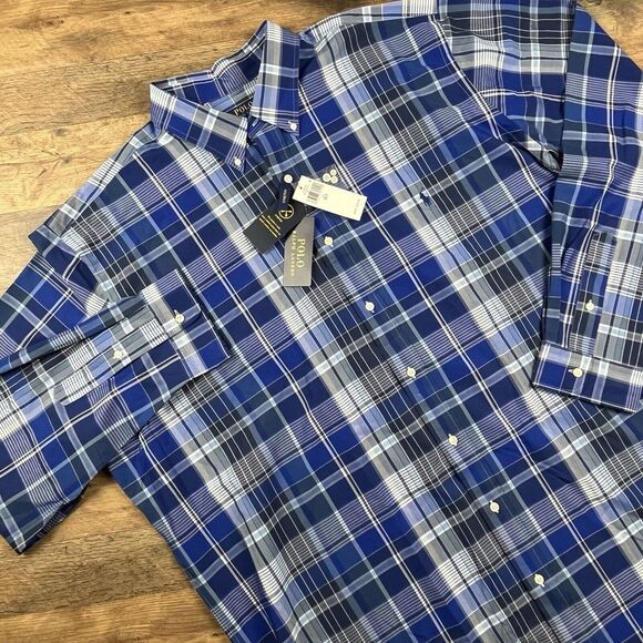 Polo Ralph Lauren Men'sPlaid Classic-FitTwill Long Sleeve Shirt Stretch 2XLT